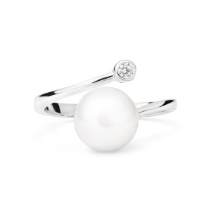 Inel argint cu perla naturala alba si piatra DiAmanti SK19377R_W-G (Argint 925‰ 2 g)